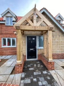Hand made oak pourch on the norfolk coast